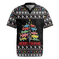Merry Fishmas Rugby Jersey Fishing Christmas Tree Lights - Wonder Print Shop