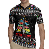 Merry Fishmas Rugby Jersey Fishing Christmas Tree Lights - Wonder Print Shop