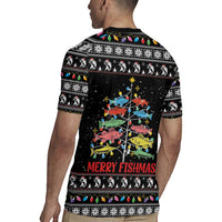 Merry Fishmas Rugby Jersey Fishing Christmas Tree Lights - Wonder Print Shop