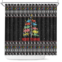 Merry Fishmas Shower Curtain Fishing Christmas Tree Lights - Wonder Print Shop