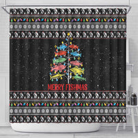 Merry Fishmas Shower Curtain Fishing Christmas Tree Lights - Wonder Print Shop