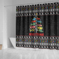 Merry Fishmas Shower Curtain Fishing Christmas Tree Lights - Wonder Print Shop