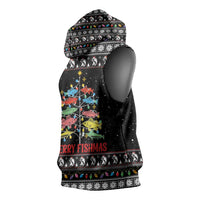 Merry Fishmas Sleeveless Hoodie Fishing Christmas Tree Lights - Wonder Print Shop
