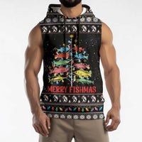 Merry Fishmas Sleeveless Hoodie Fishing Christmas Tree Lights - Wonder Print Shop