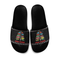 Merry Fishmas Slide Sandals Fishing Christmas Tree Lights - Wonder Print Shop