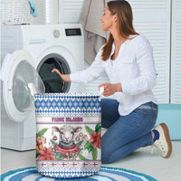 Faroe Islands Christmas Laundry Basket Cute Faroese Sheep Xmas Patterns - Wonder Print Shop