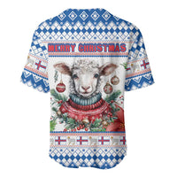 Faroe Islands Christmas Baseball Jersey Cute Faroese Sheep Xmas Patterns - Wonder Print Shop