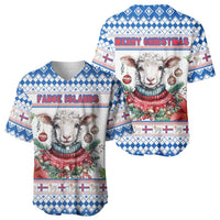 Faroe Islands Christmas Baseball Jersey Cute Faroese Sheep Xmas Patterns - Wonder Print Shop