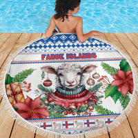 Faroe Islands Christmas Beach Blanket Cute Faroese Sheep Xmas Patterns - Wonder Print Shop