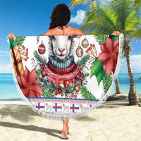 Faroe Islands Christmas Beach Blanket Cute Faroese Sheep Xmas Patterns - Wonder Print Shop