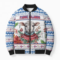Faroe Islands Christmas Bomber Puffer Jacket Cute Faroese Sheep Xmas Patterns - Wonder Print Shop
