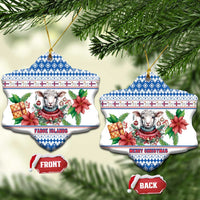Faroe Islands Christmas Ceramic Ornament Cute Faroese Sheep Xmas Patterns - Wonder Print Shop