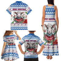 Faroe Islands Christmas Family Matching Tank Maxi Dress and Hawaiian Shirt Cute Faroese Sheep Xmas Patterns - Wonder Print Shop