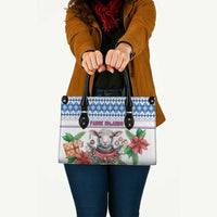 Faroe Islands Christmas Leather Bag Cute Faroese Sheep Xmas Patterns - Wonder Print Shop