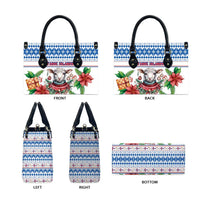Faroe Islands Christmas Leather Bag Cute Faroese Sheep Xmas Patterns - Wonder Print Shop