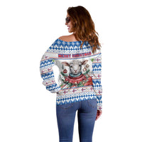 Faroe Islands Christmas Off Shoulder Sweater Cute Faroese Sheep Xmas Patterns - Wonder Print Shop