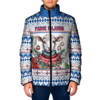 Faroe Islands Christmas Padded Jacket Cute Faroese Sheep Xmas Patterns - Wonder Print Shop