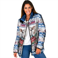 Faroe Islands Christmas Padded Jacket Cute Faroese Sheep Xmas Patterns - Wonder Print Shop