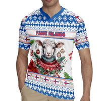 Faroe Islands Christmas Rugby Jersey Cute Faroese Sheep Xmas Patterns - Wonder Print Shop