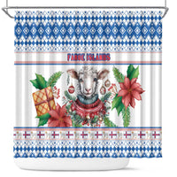 Faroe Islands Christmas Shower Curtain Cute Faroese Sheep Xmas Patterns - Wonder Print Shop