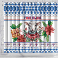 Faroe Islands Christmas Shower Curtain Cute Faroese Sheep Xmas Patterns - Wonder Print Shop