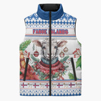 Faroe Islands Christmas Sleeveless Puffer Jacket Cute Faroese Sheep Xmas Patterns - Wonder Print Shop