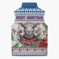 Faroe Islands Christmas Sleeveless Puffer Jacket Cute Faroese Sheep Xmas Patterns - Wonder Print Shop