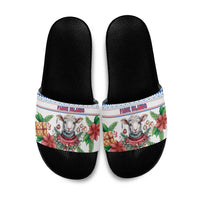 Faroe Islands Christmas Slide Sandals Cute Faroese Sheep Xmas Patterns - Wonder Print Shop