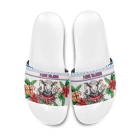 Faroe Islands Christmas Slide Sandals Cute Faroese Sheep Xmas Patterns - Wonder Print Shop