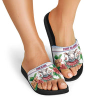 Faroe Islands Christmas Slide Sandals Cute Faroese Sheep Xmas Patterns - Wonder Print Shop