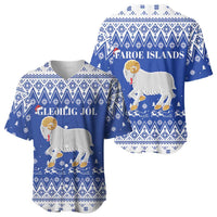 Faroe Islands Christmas Baseball Jersey Coat Of Arms Xmas Patterns - Wonder Print Shop