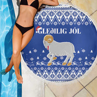 Faroe Islands Christmas Beach Blanket Coat Of Arms Xmas Patterns - Wonder Print Shop