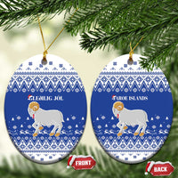 Faroe Islands Christmas Ceramic Ornament Coat Of Arms Xmas Patterns - Wonder Print Shop