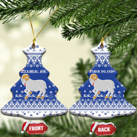 Faroe Islands Christmas Ceramic Ornament Coat Of Arms Xmas Patterns - Wonder Print Shop