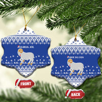 Faroe Islands Christmas Ceramic Ornament Coat Of Arms Xmas Patterns - Wonder Print Shop