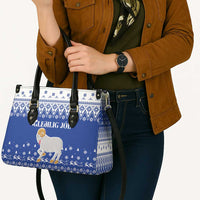 Faroe Islands Christmas Leather Bag Coat Of Arms Xmas Patterns - Wonder Print Shop