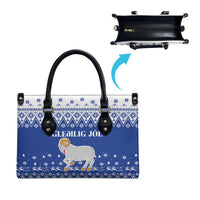 Faroe Islands Christmas Leather Bag Coat Of Arms Xmas Patterns - Wonder Print Shop