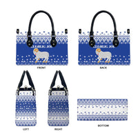 Faroe Islands Christmas Leather Bag Coat Of Arms Xmas Patterns - Wonder Print Shop