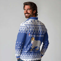 Faroe Islands Christmas Long Sleeve Polo Shirt Coat Of Arms Xmas Patterns - Wonder Print Shop