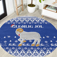 Faroe Islands Christmas Round Carpet Coat Of Arms Xmas Patterns - Wonder Print Shop