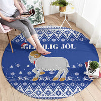 Faroe Islands Christmas Round Carpet Coat Of Arms Xmas Patterns - Wonder Print Shop