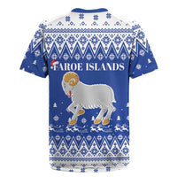 Faroe Islands Christmas Rugby Jersey Coat Of Arms Xmas Patterns - Wonder Print Shop