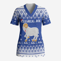 Faroe Islands Christmas Scrub Top Coat Of Arms Xmas Patterns - Wonder Print Shop