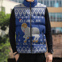 Faroe Islands Christmas Sleeveless Puffer Jacket Coat Of Arms Xmas Patterns - Wonder Print Shop