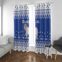 Faroe Islands Christmas Window Curtain Coat Of Arms Xmas Patterns - Wonder Print Shop