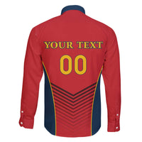 Custom Spain Rugby Family Matching Off The Shoulder Long Sleeve Dress and Hawaiian Shirt Los Leones Lion Mascot