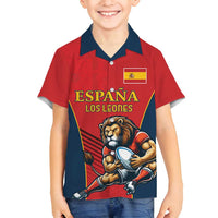 Custom Spain Rugby Family Matching Puletasi and Hawaiian Shirt Los Leones Lion Mascot