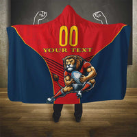 Custom Spain Rugby Hooded Blanket Los Leones Lion Mascot - Wonder Print Shop