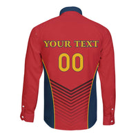 Custom Spain Rugby Long Sleeve Button Shirt Los Leones Lion Mascot