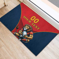 Custom Spain Rugby Rubber Doormat Los Leones Lion Mascot - Wonder Print Shop